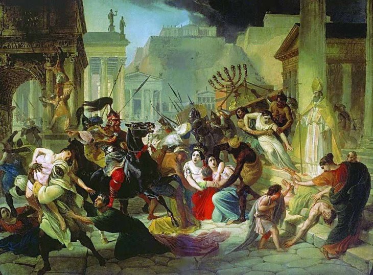 Genseric (king of Vandals) in Rome. Sacco di Roma 455. Painting of Karl Briullov 1833-1836.
